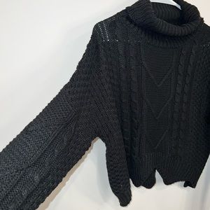 Black cropped cowl neck sweater